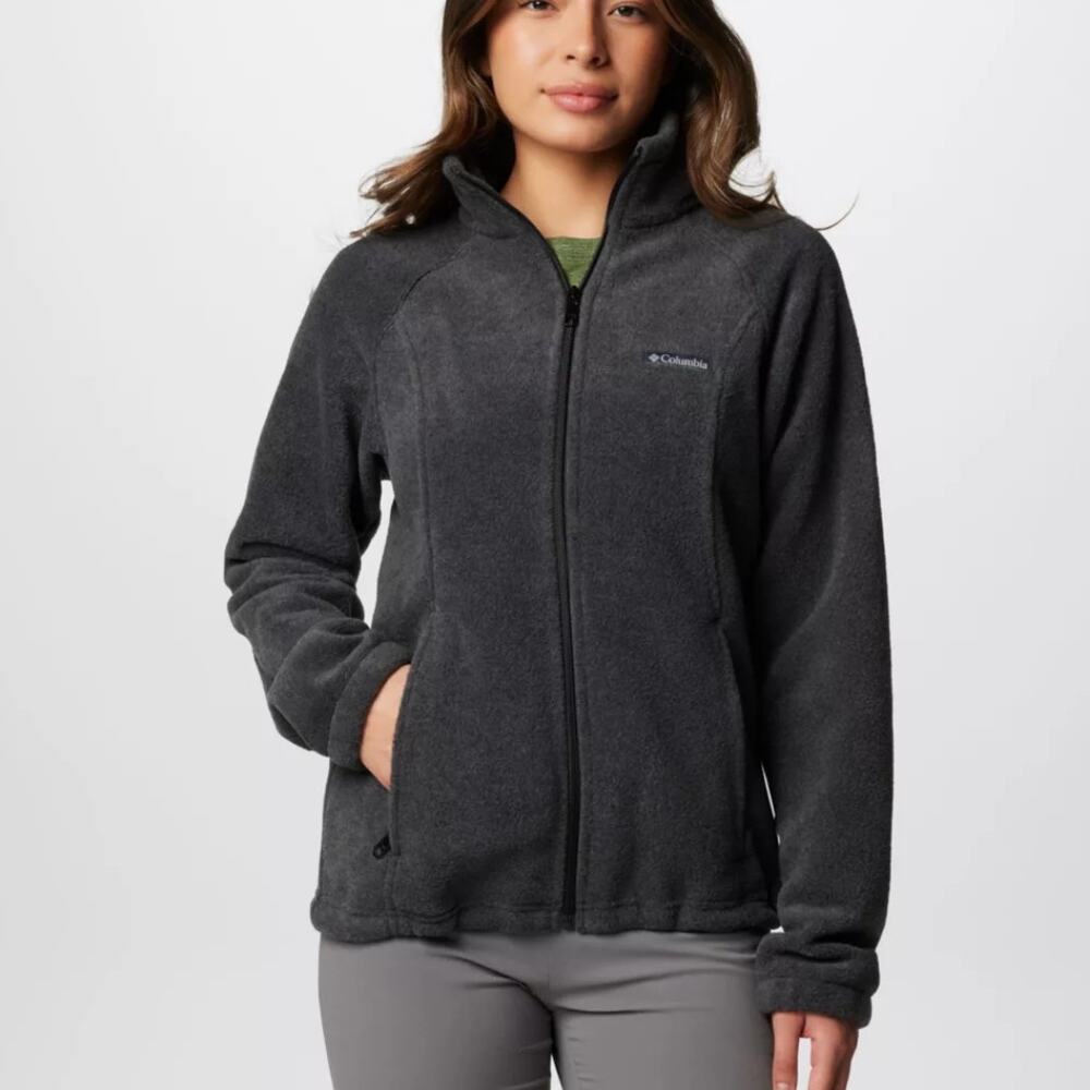 Columbia Benton Springs‎ Full Zip Fleece Black Jacket Women's L Breathable Warm